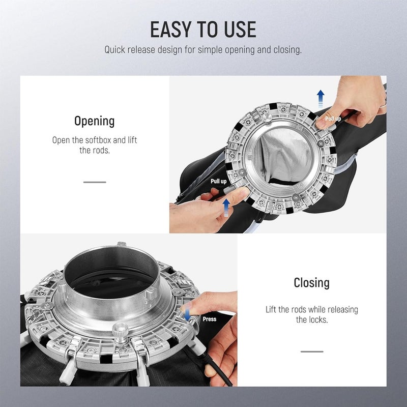 Neewer 28"/70cm Octagonal Softbox, Quick Release Bowens Mount Softbox with Honeycomb Grid, Light Diffusers, Bag for RGB CB60 CB60B CB200B MS60B MS60C MS150B S101-300W/400W Pro Vision 4 Q4, NS27P - Image 2